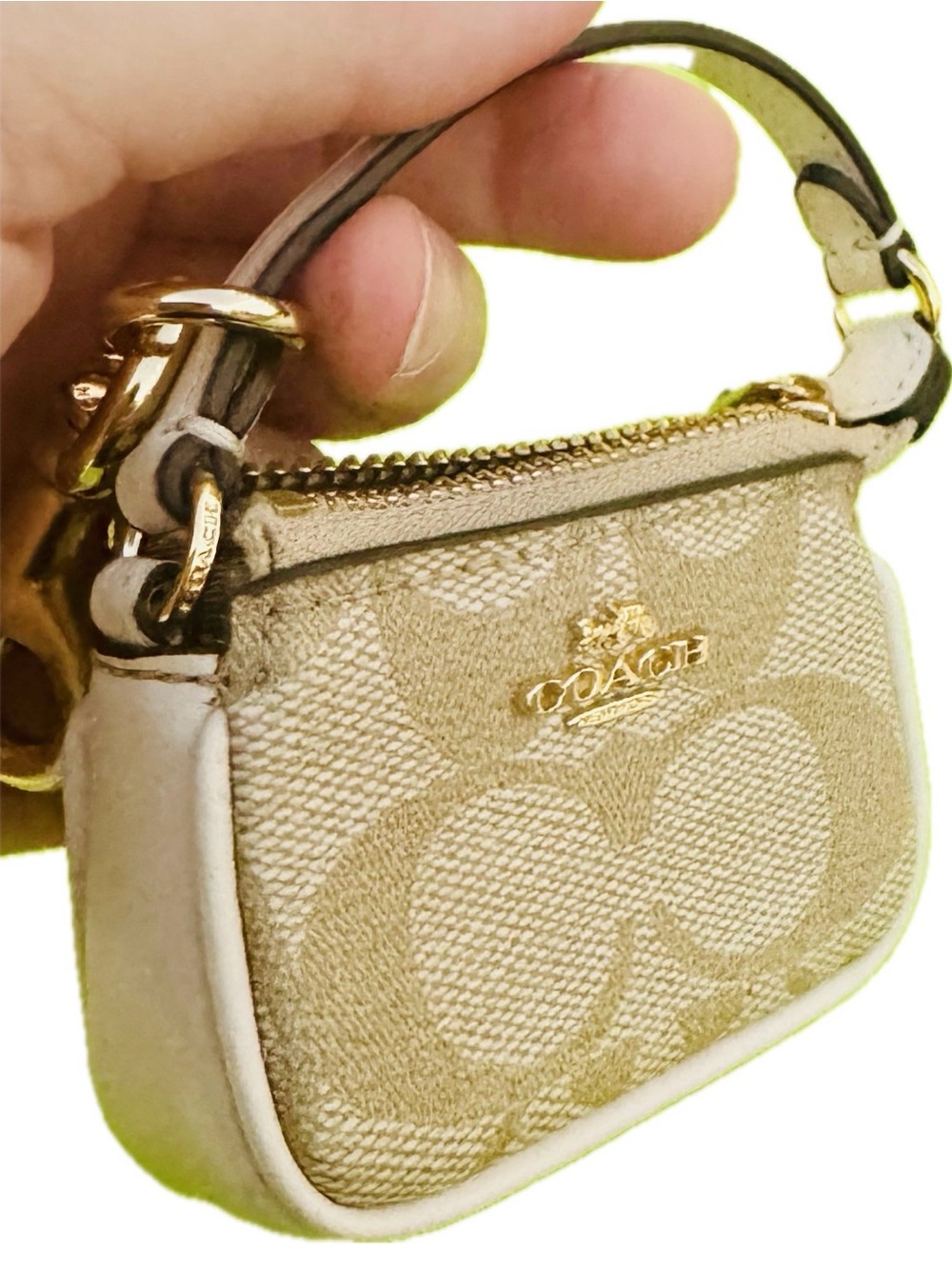 Coach Mini Lolita Bag in Beige / White Signature Keychain Gold Hardware - NWOT - Picture 9 of 13
